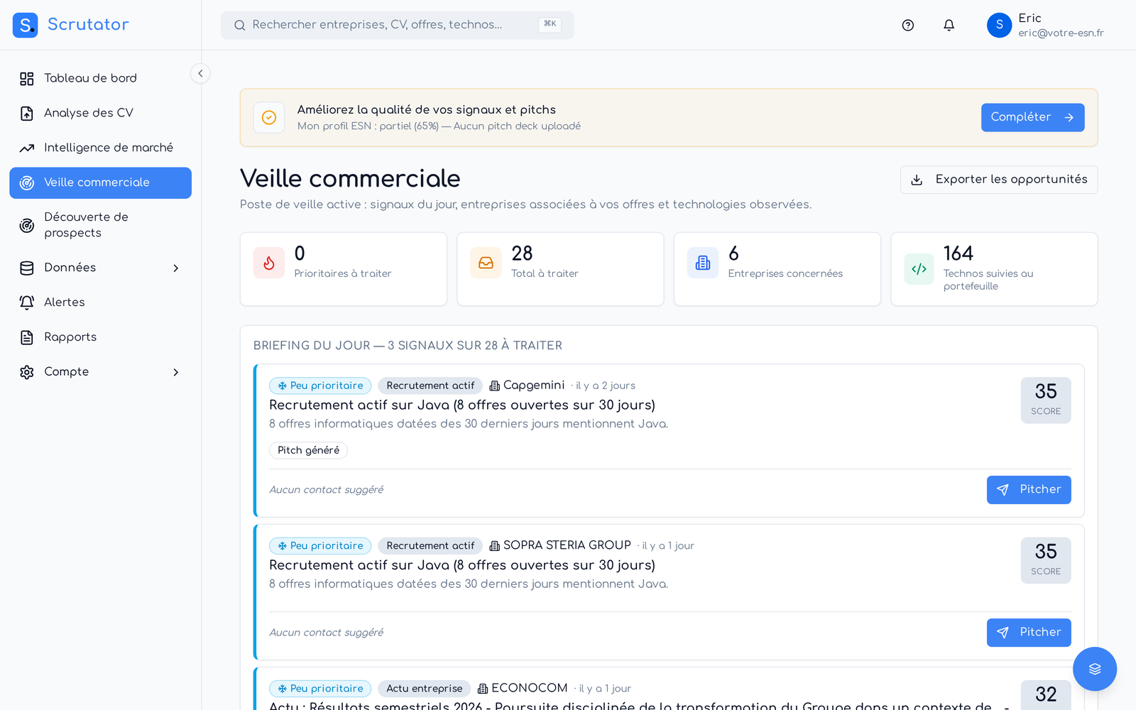 Briefing du jour Scrutator